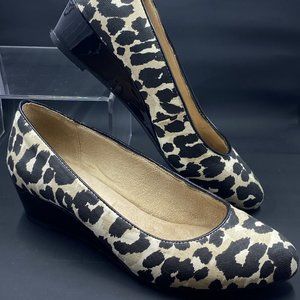 Life Stride Hadley Leopard Print Slip-On Wedge EUC